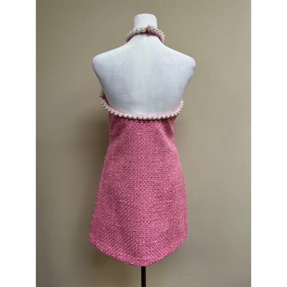 HYACINTH HOUSE Pink Tweed & Pearl Petra Mini Dress Size XL NWT - Picture 5 of 6